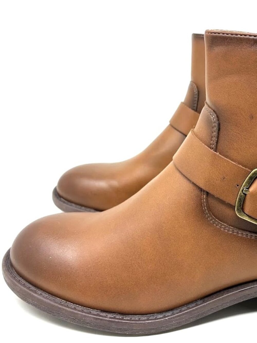 FRYE AND CO. Cormac Brown Faux Leather Ankle Boots Women’s 7M Buckle Zip Short - Picture 7 of 10